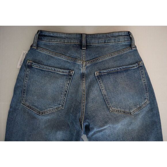 Old Navy Women's Sz 4 Blue High-Rise Curvy O.G. Straight Ankle Distressed Jeans - Picture 3 of 5